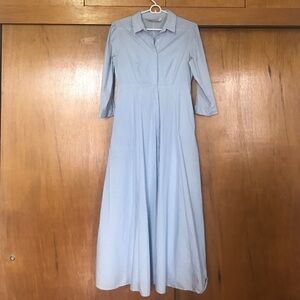 Zara Sky Blue Midi Dress with Collar